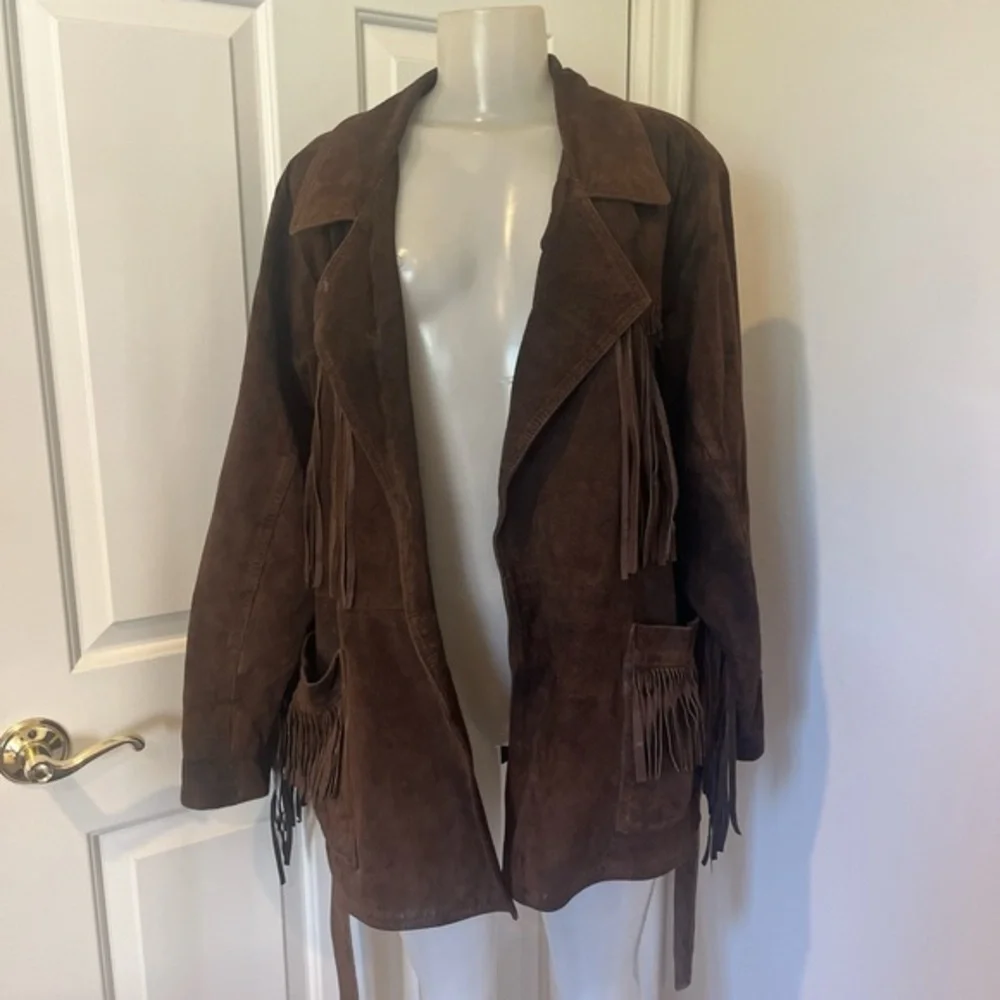 Vintage Brown real Suede Fringe western Jacket - Picture 1 of 15